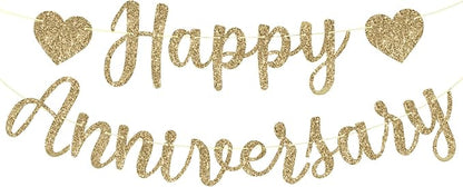 Happy Anniversary Banner, Glitter Happy Anniversary Decorations No DIY by Unknown