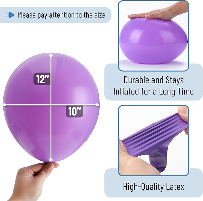 Mr. Pen- Purple Balloons, 12 Inch, 54 Pack | Purple Latex Balloons - Image 3