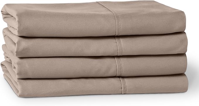 Bare Home Microfiber Bulk Pillow Cases - King Set of 4 - Cooling Pillowcases - Double Brushed - Taupe Pillowcases 4 Pack - Easy Care (King - 4 Pack, Taupe)