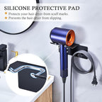Hair Dryer Holder Wall Mount, Blow Dryer Holder for Wall, Adhesive Hairdryer Holders, Stainless Steel Blowdryer Holders Bathroom Hair Tool Organizer Hair Dryer Hanger Hook with Cord Storage (Black)