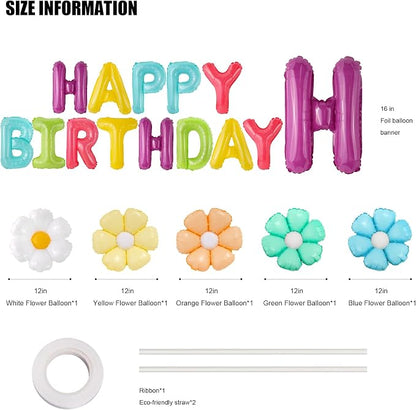 CANREVEL Happy Birthday Banner Decorations + 12Pcs Star Balloons, Macaron | - Image 2