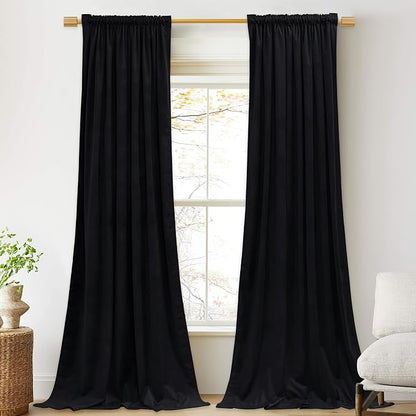 Extra Long Black Velvet Curtains - Image 2