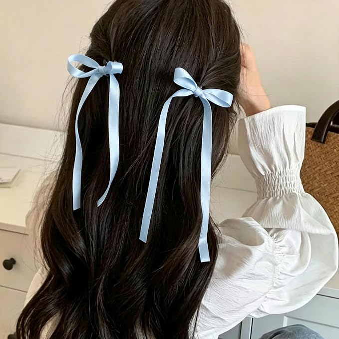 NEBURORA 50 Pcs Blue Bows for Cake Decoration Party Ribbon Bowknots | Pastel - Image 4