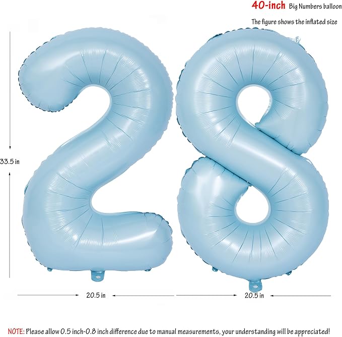 40 In Matte Blue Number Balloons Helium Foil Mylar Balloon Party Digital 28 | - Image 2