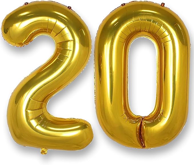 AULE 40 Inch Gold 20 Balloon Number Foil 0-9 Birthday Big Numbers | Birthday by AULE