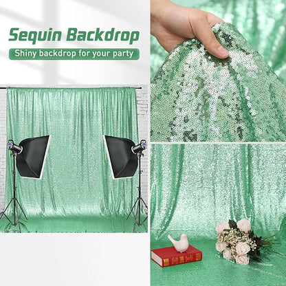 Eternal Beauty Mint Green 3mm Sequin Backdrop 6x6 Ft - Image 4