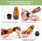 BENECREAT 24 Pack 15ml Brown Glass Essential Oil Bottles Refillable Container Kits with Plastic Droppers, Funnel Hoppers and Sticker for Aromatherapy Fragrance Cosmetic Oil