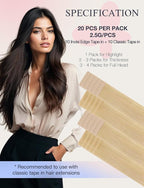 DOORES Invisi Edge Hair Extensions Real Human Hair Tape in, Drity Blonde Mixed Platinum Blonde 10 Injection Tape-ins with 10 Classic Tape-ins 50g 14 Inch, Injection Tape in Extensions