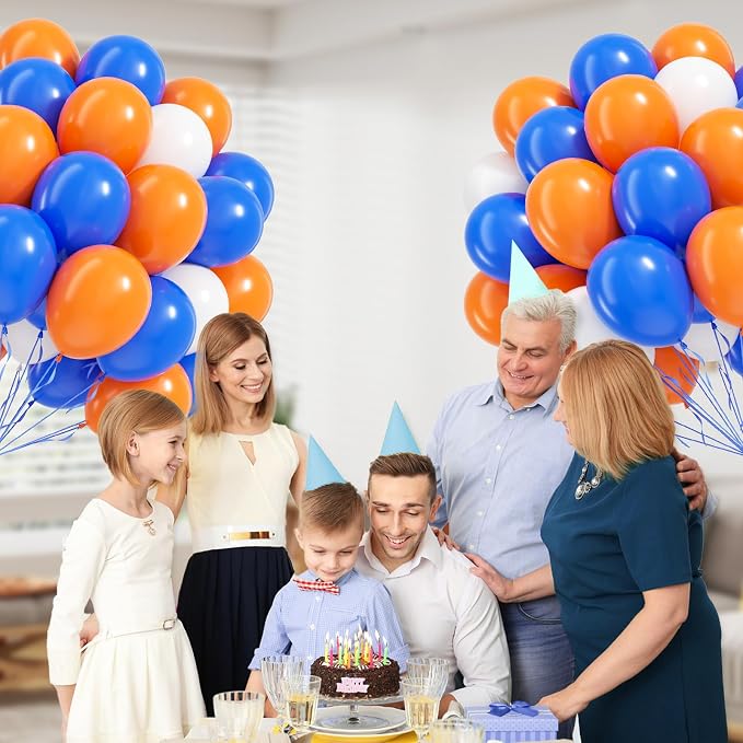 60pcs 12inch Blue and Orange Balloons - Image 6