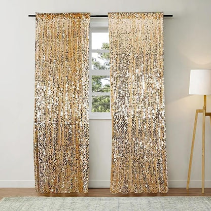 Gold Big Payatte Sequin 18MM Sequin Backdrop Drapes Curtains Panels, Fashion - Image 4