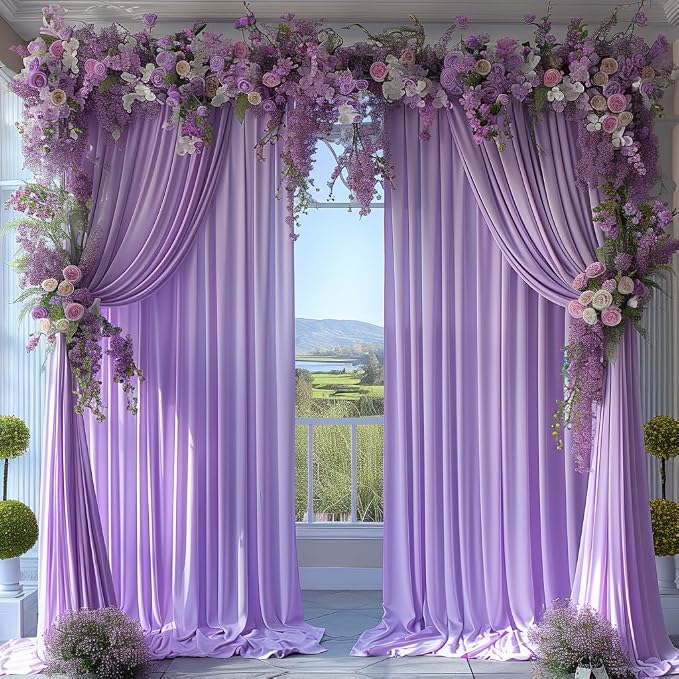 20x10ft Wrinkle Free Lavender Backdrop Curtain - Image 5