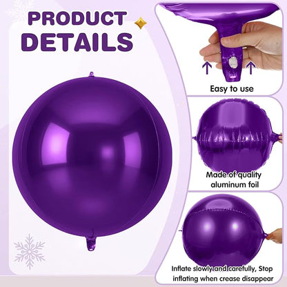 Jenaai 30 Set Round Foil Balloons Bulk 22 Inch 4d Metallic Giant Balloons Set - Image 5
