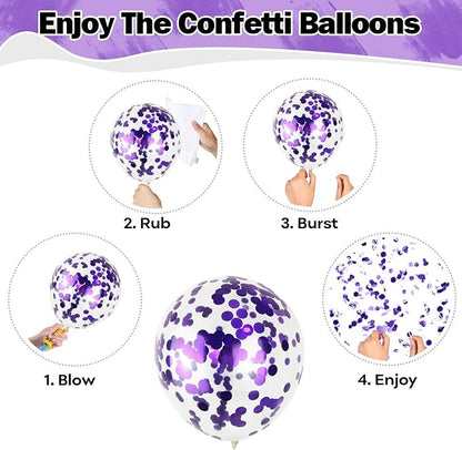 Purple Pink Balloons 12 Inch Purple Pink Black Balloons 35 Pcs Mermaid - Image 8