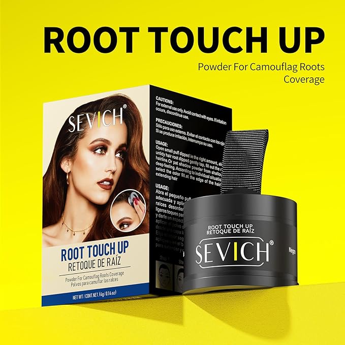 Sevich Hairline Powder - Root Touch Up Instantly Hair Color for Thinning Gray Coverage - Bald Spot Concealing Hair Powder for Women & Men - 48Hour Waterproof & Sweatproof - Red Brown