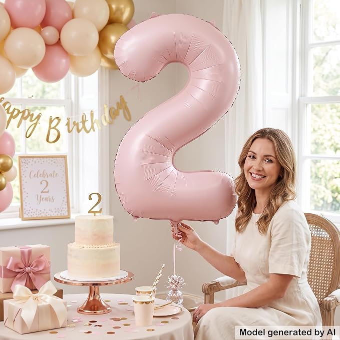 40 Inch Light Pink Foil Number 2 Balloon - Image 3