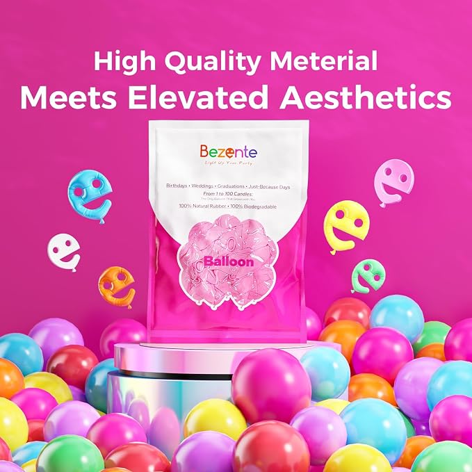 Bezente Lime Green Latex Round Helium Party Balloons 100 Pack 12 inch | Light - Image 6