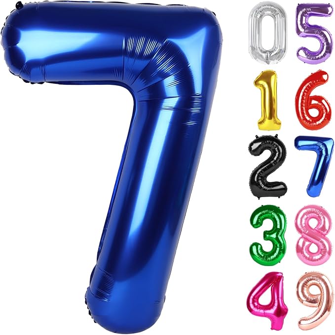NightBlue Number 7 Balloon 40 Inch, 7th Birthday Decorations Men Women | Foil by IWERP