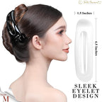 RC ROCHE 6 Pcs Flat Claw Hair Clips for Women Alligator French Barrette Long Thick Hair Duckbill Curved No Slip Grip Lay Flat Side Slide Firm Classic Styling, Medium Black & White