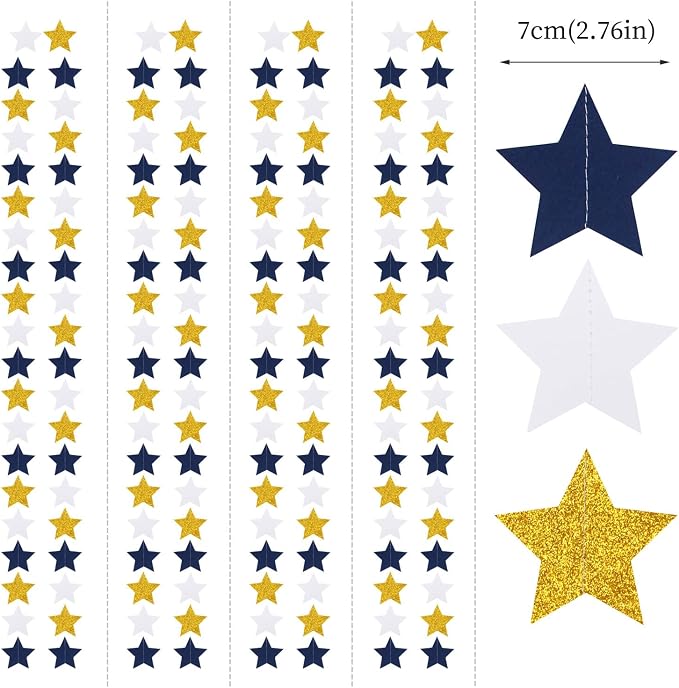 Navy-Blue White-Gold Party-Decorations Birthday Garland - 62ft Twinkle Little - Image 2