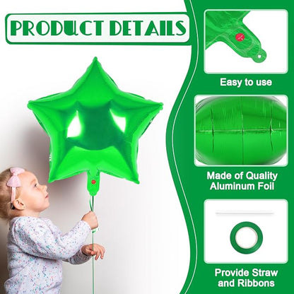 20 Pcs Star Balloons, 18 Inch Green Star Foil Balloons, Stars Shaped Balloon - Image 5