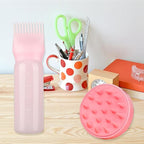 2 Piece Hair Oil Applicator Set, Root Comb Applicator Bottles and Hair Massage Brush, Hair Dye Brush Bottle Root Comb Applicator Hair Dye Comb and Head Massage Brush Hair Oil Applicator Bottle