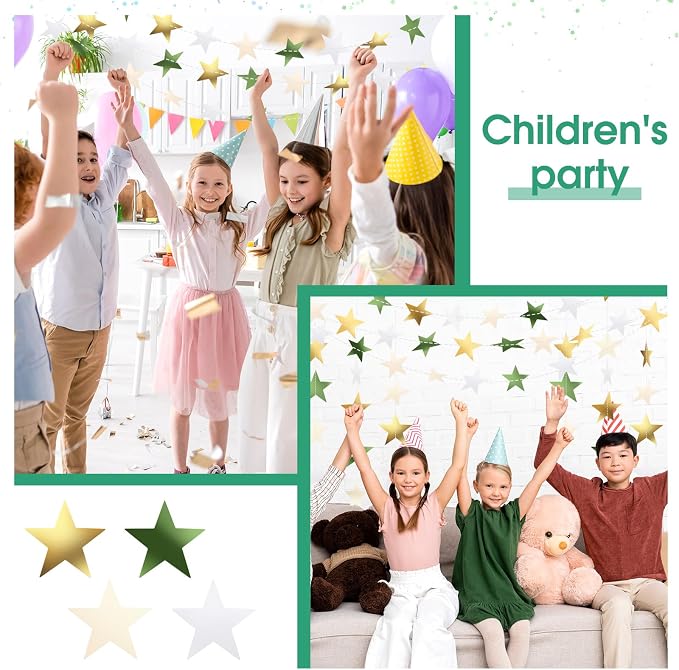 Patelai 130 ft Star Garland Banner Decor, Sage Green - Image 6
