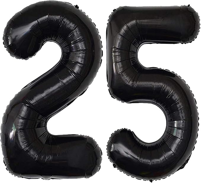 Jonhamwelbor 25 Number Balloons Black Big Giant Jumbo Number 25 Foil Mylar by Jonhamwelbor