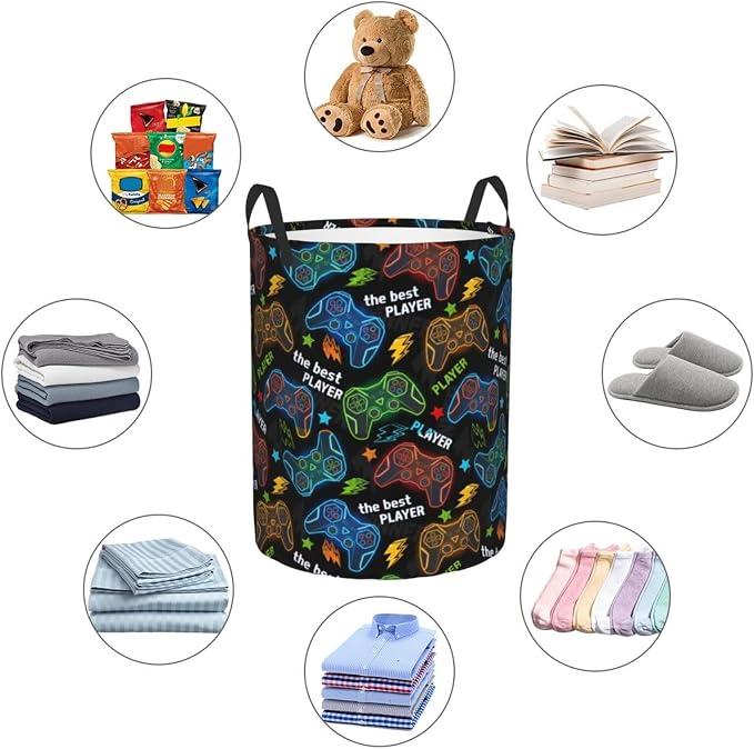 Video Game Controller Colorful Laundry Hamper Bag - Image 5