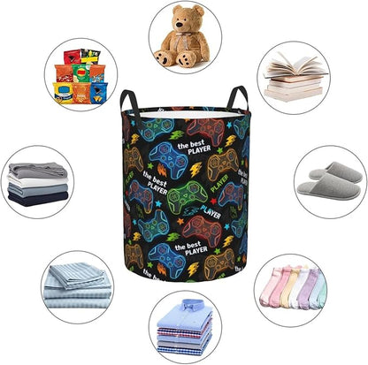 Video Game Controller Colorful Laundry Hamper Bag - Image 5