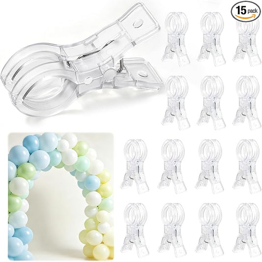 15 Pack Balloon Arch Clips, Transparent Plastic Spring Clamps by WelcometoVisittheViksio