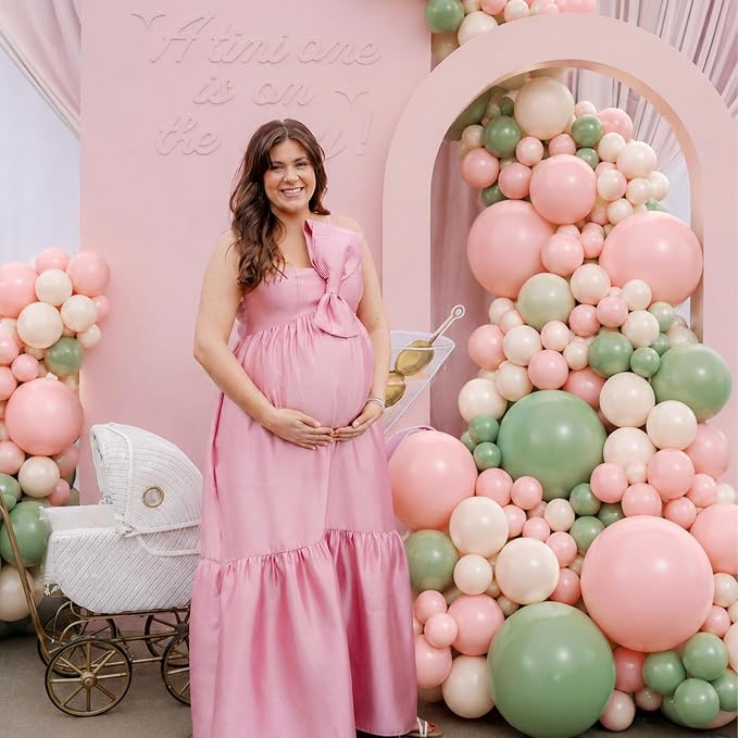 Pink and Sage Green Balloons Arch Kit - Image 2