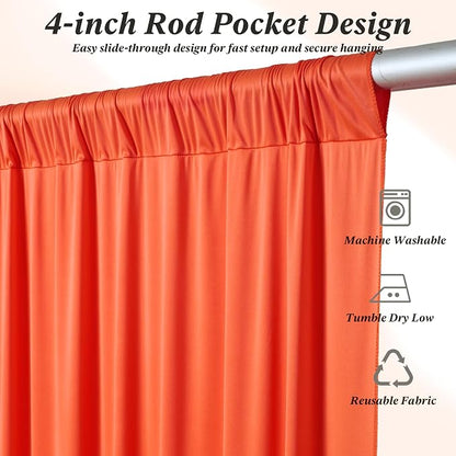 20 ft x 10 ft Wrinkle Free Orange Backdrop Curtain - Image 6