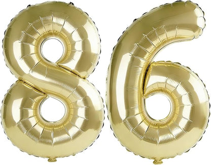 40 Inch Number 86 Balloons for 86th Birthday Party Decorations, 0-100 Champagne by FOBELEC