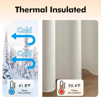 MIULEE Velvet Curtains Ivory 52 x 108 Inch Length Set of 2 | Extra Long Grommet - Image 5
