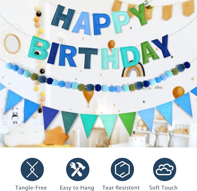 CANREVEL 3 PCS Pre-Strung 3D Happy Birthday Banner Decorations, Happy Birthday - Image 3