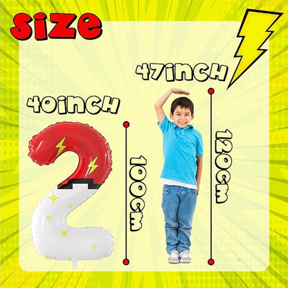 40 Inch Giant Red and White Cartoon Theme Number Foil Balloons - Image 3