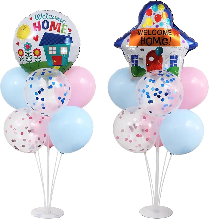 Welcome Home Balloons Table Centerpiece Stand Kit 2 Sets by KIRINDECORATION