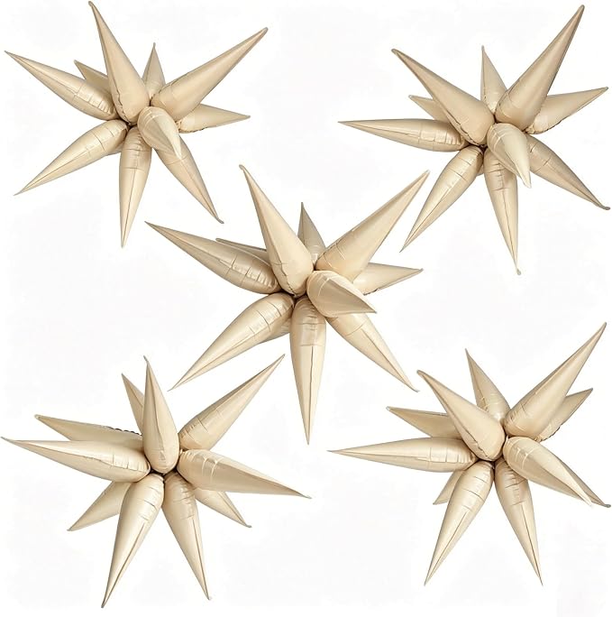 Cream Star Balloons Foil 60Pcs Mylar Spike Balloons Neutral Baby Shower by BOMSI
