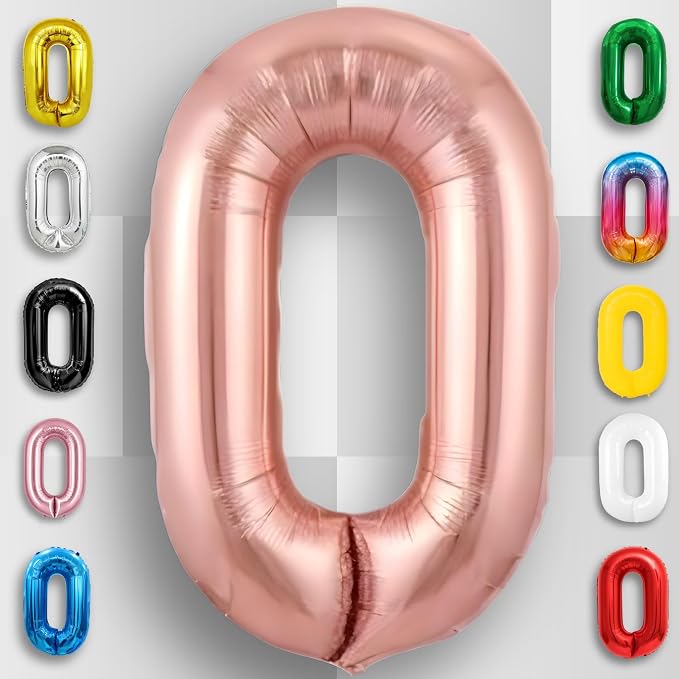 Rose Gold Number Balloon 0 Mylar Foil Balloons 40 inch - Image 6
