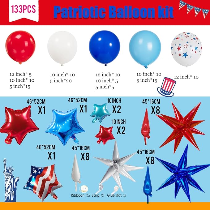 Red White and Blue Balloon Garland Kit - Image 5