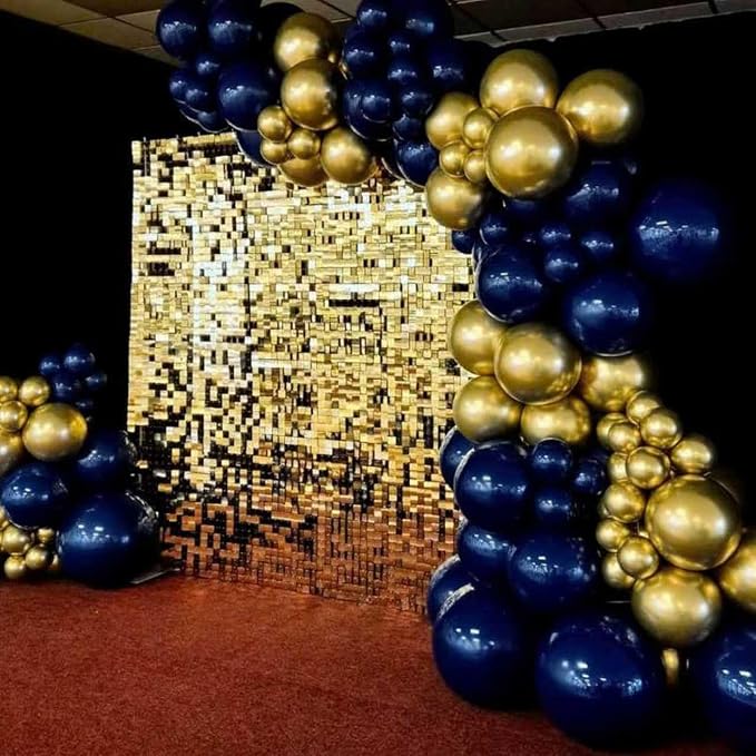 Blue and Gold Balloon Arch Kit, ADOINBY 144Pcs Navy Blue Metallic Gold Latex - Image 4
