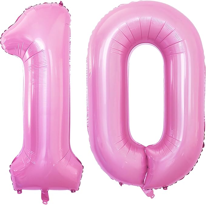 Number 10 Balloons for 10th Birthday Party Decorations, 42 Inch Jumbo Foil by GOER