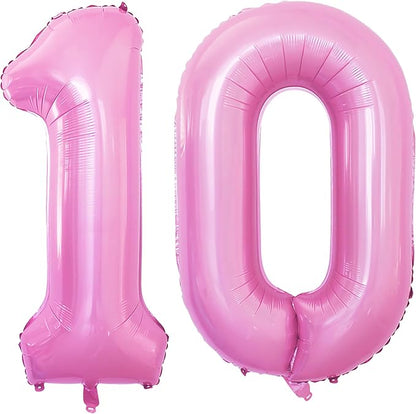 Number 10 Balloons for 10th Birthday Party Decorations, 42 Inch Jumbo Foil by GOER