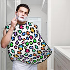 Waterproof Beard Trimming Bib, Non-Stick Hair Catcher for Men Shaving, Grooming Apron for Husband Dad, Colorful Cheetah Leopard Print Shave Bib