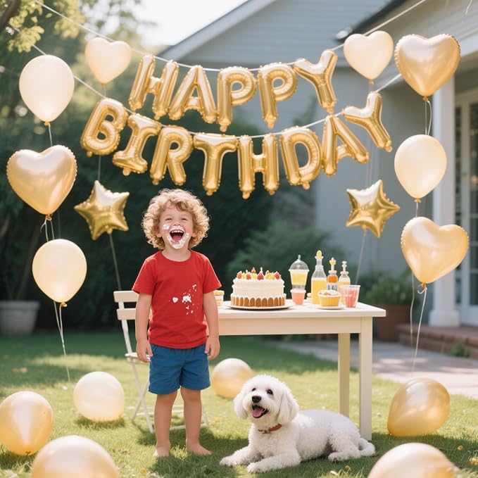 27 Pcs Champagne Gold Birthday Decorations, 3D Letters Champagne Gold Happy - Image 7