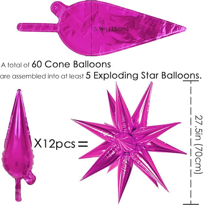 ZAKVOOR 60 Pcs Star Balloons 12 Spike Foil Explosion Party Decoration Balloons - Image 2