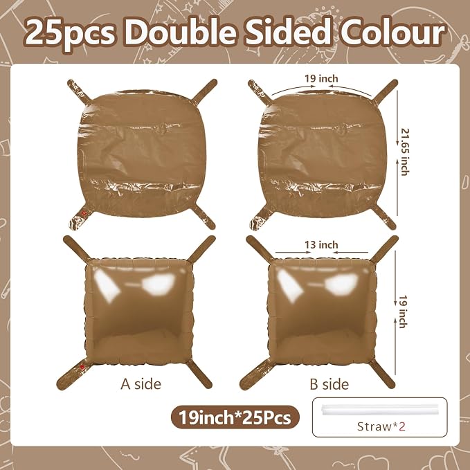 NISOCY 25PCS Brown Square Foil Balloons Wall Backdrop | Double Sided Balloon - Image 2