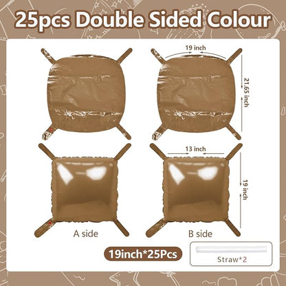 NISOCY 25PCS Brown Square Foil Balloons Wall Backdrop | Double Sided Balloon - Image 2