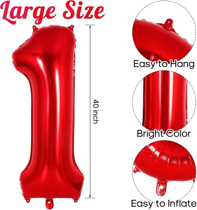 Red Number 16 Balloons, 40 Inch Big Large Foil Number Balloons, Jumbo Giant - Image 2