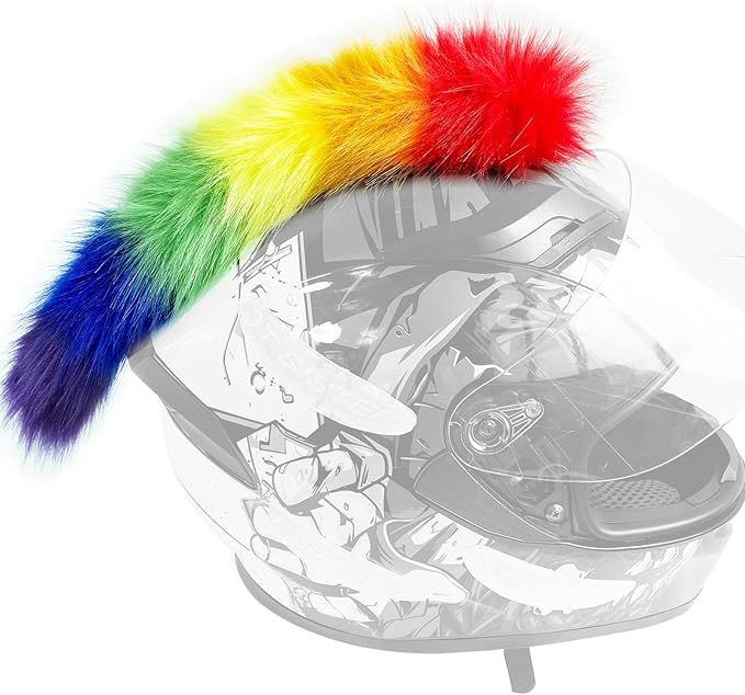 Helmet Mohawk Wig Adhesive Mohawk for Motorcycle Bicycle Ski Snowboard Helmet Hair Patches Skinhead Costumes Wig Cosplay Wig (Helmet not Included)